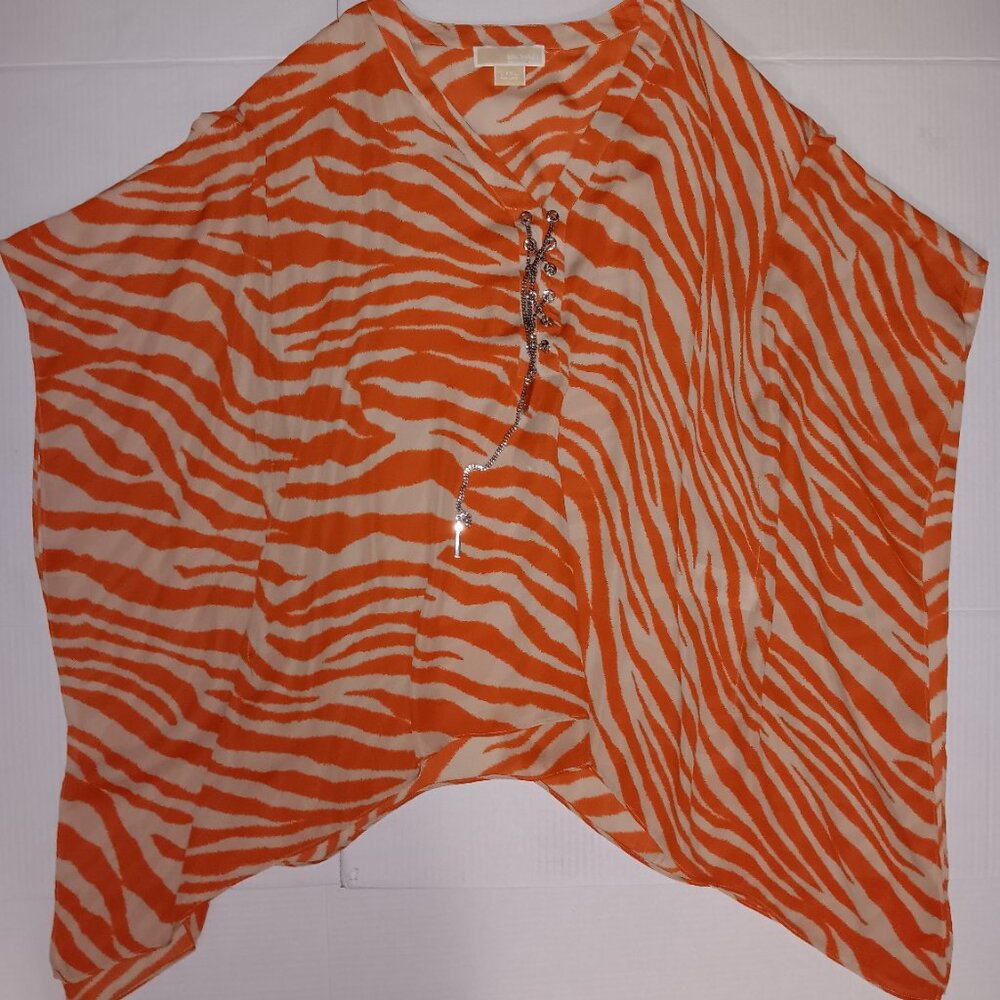 MICHAEL MICHAEL KORS ANIMAL STRIPED FLARED SLIT SLEEVE TOP